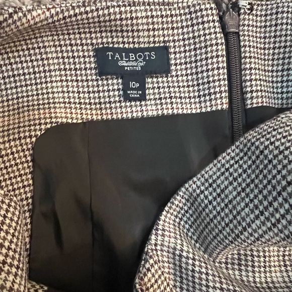 Talbots Windowpane Houndstooth Sheath Dress in Browns, Size 10P - Picture 8 of 9